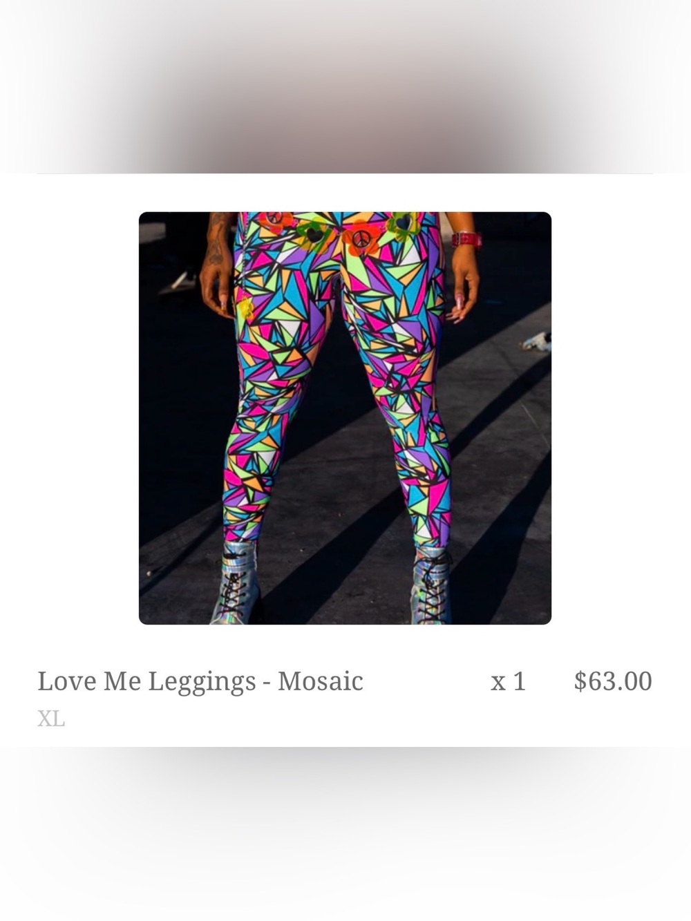 Rolita Couture Love Me Mosaic Leggings XL Festival Rave EDM Athleisure Yoga - Picture 2 of 2